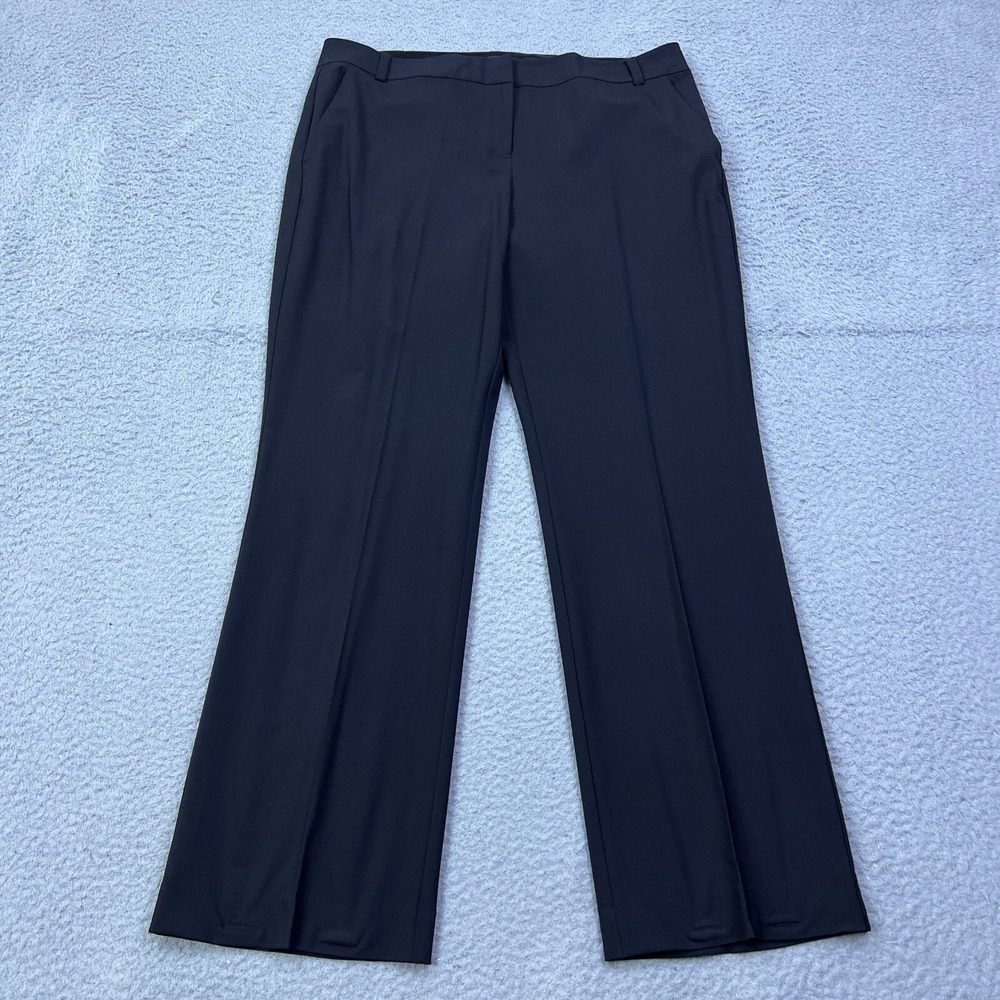 Eileen Fisher‎ Tropical Viscose Wool Stretch Luxe Pants Womens 14 Black Bootcut